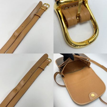  CELINE セリーヌ マカダム M14 ブラウン ショルダーバッグ レディース ゴールド金具