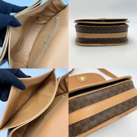  CELINE セリーヌ マカダム M14 ブラウン ショルダーバッグ レディース ゴールド金具