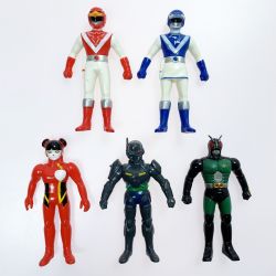 ☆☆  超獣戦隊ライブマン  レッドファルコン ブルードルフィン 仮面ライダーブラックRX  秘書ロボットコロン ガードノイドガッシュ ソフビ5体 Cランク