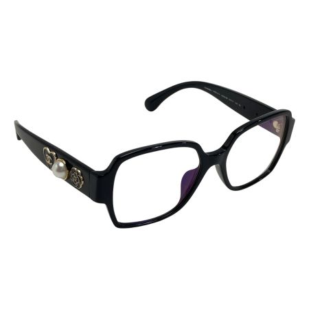  CHANEL シャネル ココマーク カメリア サングラス 54□17 3438-S-A ブラック フェイクパール 箱・ケース有