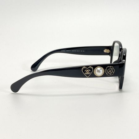  CHANEL シャネル ココマーク カメリア サングラス 54□17 3438-S-A ブラック フェイクパール 箱・ケース有
