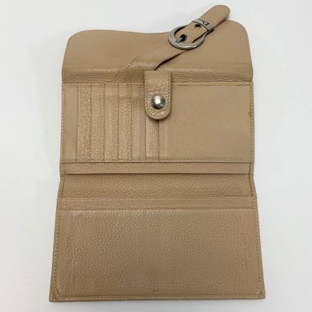  Christian Dior クリスチャンディオール レザー  02-LU-1016 ベージュ 3つ折り長財布 レディース