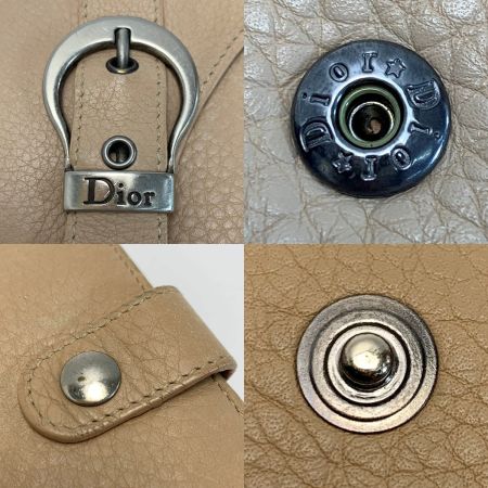  Christian Dior クリスチャンディオール レザー  02-LU-1016 ベージュ 3つ折り長財布 レディース