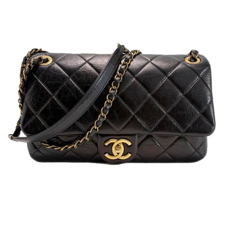  CHANEL シャネル マトラッセ シングルフラップ チェーンショルダーバッグ  「ﾌﾞｯｸﾊﾞｯｸﾞ」 ブラック レザー ゴールド金具