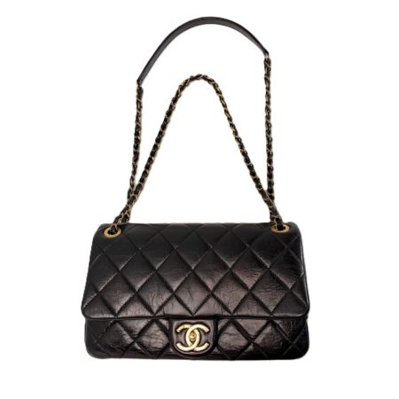  CHANEL シャネル マトラッセ シングルフラップ チェーンショルダーバッグ  「ﾌﾞｯｸﾊﾞｯｸﾞ」 ブラック レザー ゴールド金具