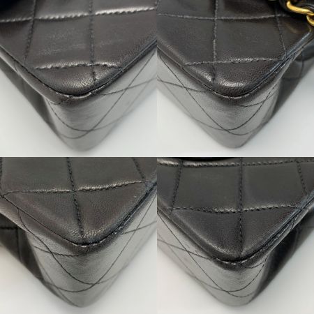  CHANEL シャネル マトラッセ ダブルフラップ ラムスキン ブラック チェーンショルダーバッグ