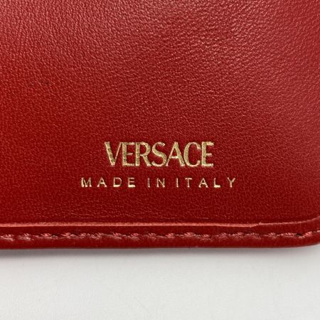  VERSACE ベルサーチ メデューサ キルティング 2つ折り財布 レッド レザー ラウンドファスナー
