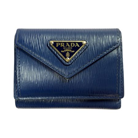  PRADA プラダ サフィアーノ ネイビー 3つ折り財布 レディース