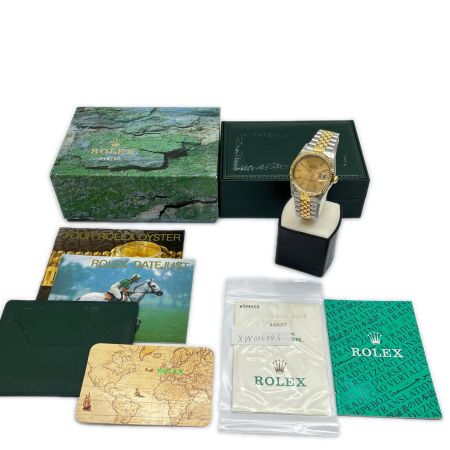  ROLEX ロレックス デイトジャスト メンズ 腕時計 ゴールド文字盤 OH時期不明 16233
