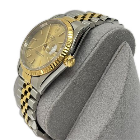  ROLEX ロレックス デイトジャスト メンズ 腕時計 ゴールド文字盤 OH時期不明 16233