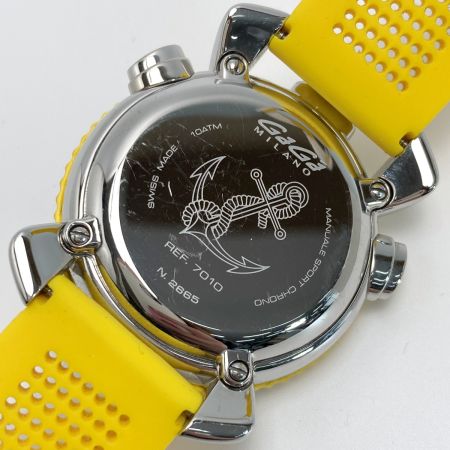  GAGA MILANO ガガミラノ クロノスポーツ 45mm 7010 ブラック×イエロー クォーツ メンズ 腕時計 箱有 Chrono Sport