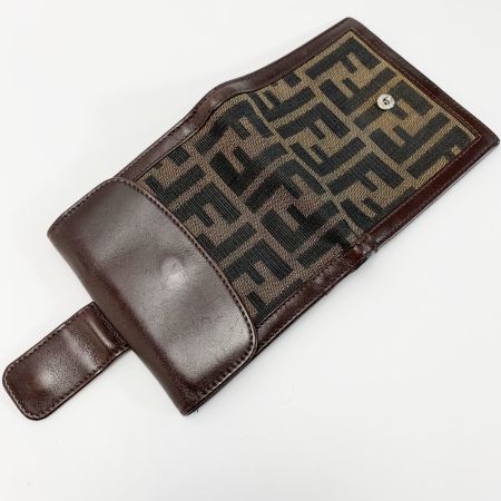  FENDI フェンディ ズッカ柄 Wホック キャンバス レザー 2つ折り財布