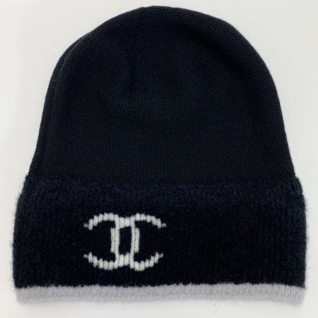  CHANEL シャネル ココマーク ウール×カシミヤ ブラック 帽子 ニット帽