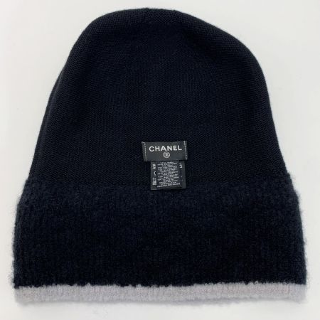  CHANEL シャネル ココマーク ウール×カシミヤ ブラック 帽子 ニット帽