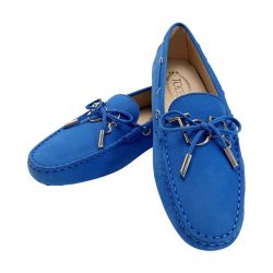 ☆☆ TODS トッズ スウェード  TODSロゴ ブルー モシカン レディース SIZE39（約24.5㎝程度） Cランク