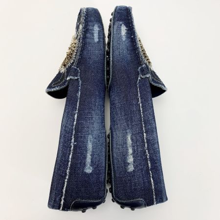  TODS トッズ デニム スパンコール インディゴ パンプス レディース SIZE39（約24.5㎝程度）