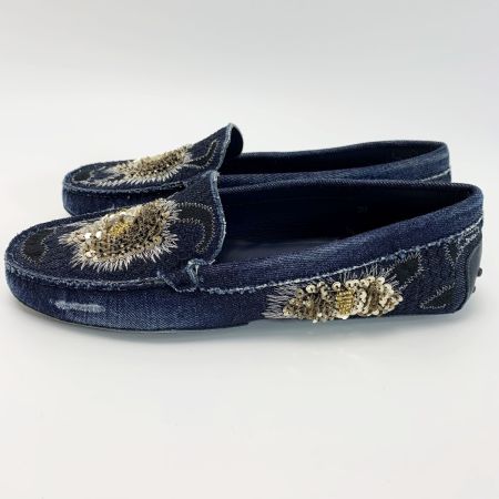  TODS トッズ デニム スパンコール インディゴ パンプス レディース SIZE39（約24.5㎝程度）