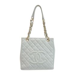 ☆☆ CHANEL シャネル ココマーク マトラッセ PST チェーントートバッグ A50994 ホワイト キャビアスキン ゴールド金具 Bランク