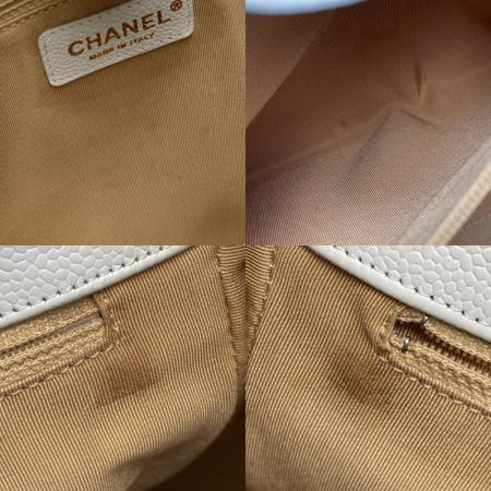  CHANEL シャネル ココマーク マトラッセ PST チェーントートバッグ A50994 ホワイト キャビアスキン ゴールド金具