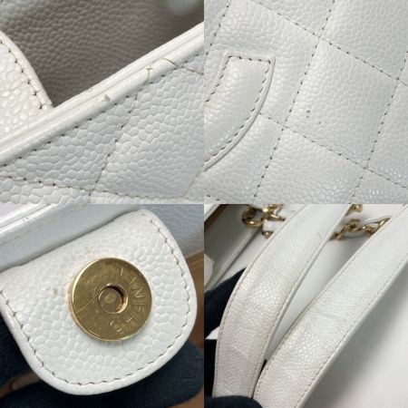  CHANEL シャネル ココマーク マトラッセ PST チェーントートバッグ A50994 ホワイト キャビアスキン ゴールド金具