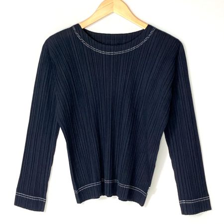  ISSEY MIYAKE イッセイミヤケ PLEATS PLEASE 長袖カットソー PP23JK621 ネイビー サイズ 3 レディース