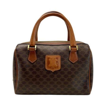  CELINE セリーヌ マカフダム柄 PVCxレザー ヴィンテージ M12 ブラウン ミニボストンバッグ