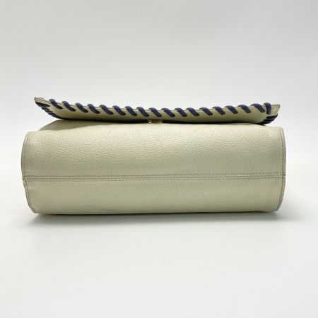  Yves Saint Laurent イブサンローラン ショルダーバッグ アイボリー フラップ 編み込み レザー