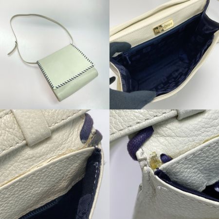  Yves Saint Laurent イブサンローラン ショルダーバッグ アイボリー フラップ 編み込み レザー