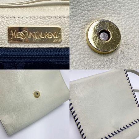  Yves Saint Laurent イブサンローラン ショルダーバッグ アイボリー フラップ 編み込み レザー