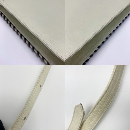  Yves Saint Laurent イブサンローラン ショルダーバッグ アイボリー フラップ 編み込み レザー