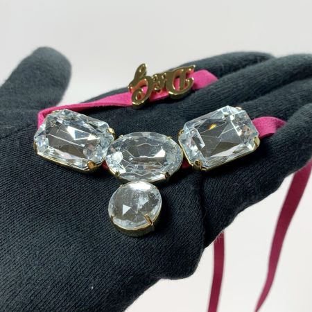  DOLCE & GABBANA ドルチェアンドガッバーナ 71W ショッキングピンク レザーチョーカーネックレス 箱有