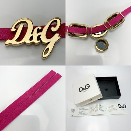  DOLCE & GABBANA ドルチェアンドガッバーナ 71W ショッキングピンク レザーチョーカーネックレス 箱有