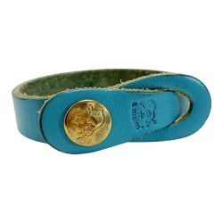 ☆☆ IL BISONTE イルビゾンテ レザー 本革 ターコイズブルー アクセサリー ブレスレット Bランク