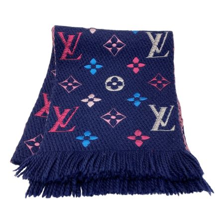  LOUIS VUITTON ルイヴィトン エシャルプ ロゴマニア レインボー モノグラム マフラー ネイビー ウール/シルク ストール