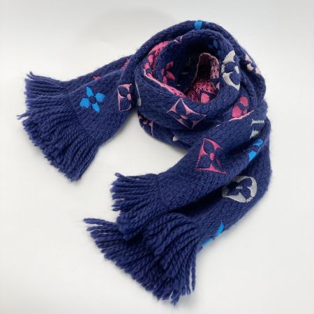  LOUIS VUITTON ルイヴィトン エシャルプ ロゴマニア レインボー モノグラム マフラー ネイビー ウール/シルク ストール