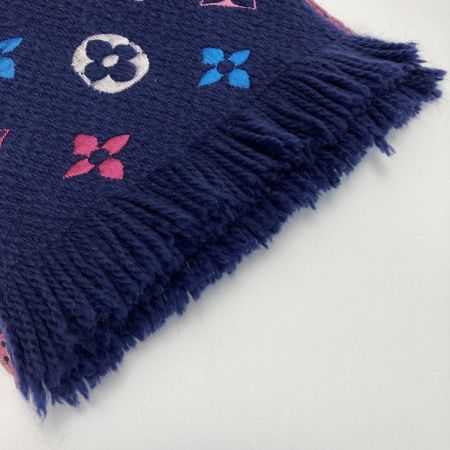  LOUIS VUITTON ルイヴィトン エシャルプ ロゴマニア レインボー モノグラム マフラー ネイビー ウール/シルク ストール