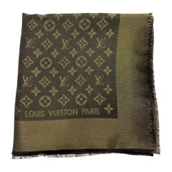 ☆☆ LOUIS VUITTON ルイヴィトン ショール・モノグラム シャイン ブラウン ストール マフラー Cランク