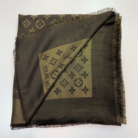  LOUIS VUITTON ルイヴィトン ショール・モノグラム シャイン ブラウン ストール マフラー