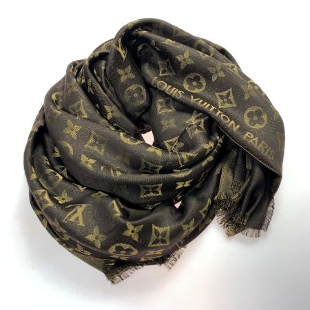  LOUIS VUITTON ルイヴィトン ショール・モノグラム シャイン ブラウン ストール マフラー