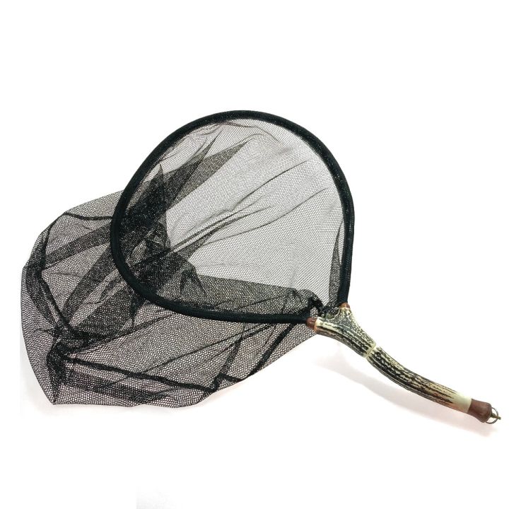 鹿角 インスタネット 4L 革ケース 付き タモ 釣り用品 - 中古釣り