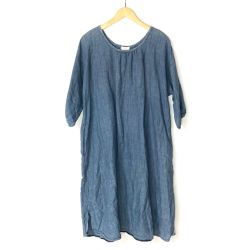 ☆☆ a+koloni リネンワンピース ネイビー サイズ不明 レディース Bランク