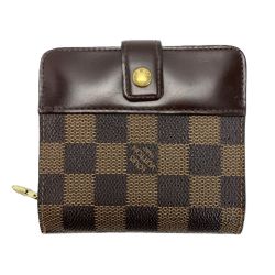 ☆☆ LOUIS VUITTON ルイヴィトン ダミエ コンパクト・ジップ  N61668 エベヌ 2つ折り財布 Bランク