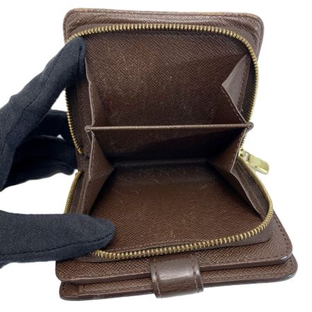  LOUIS VUITTON ルイヴィトン ダミエ コンパクト・ジップ  N61668 エベヌ 2つ折り財布