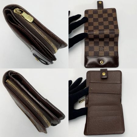 LOUIS VUITTON ルイヴィトン ダミエ コンパクト・ジップ  N61668 エベヌ 2つ折り財布