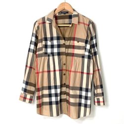 ☆☆ BURBERRY LONDON バーバリーロンドン シャツ チェック柄 B1M27-529-51 カーキ SIZE 38 レディース Bランク