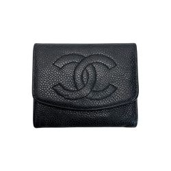 ☆☆ CHANEL シャネル キャビアスキン  ブラック 財布 コインケース ギャランティーカード付 Cランク