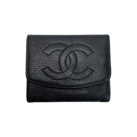  CHANEL シャネル キャビアスキン  ブラック 財布 コインケース ギャランティーカード付