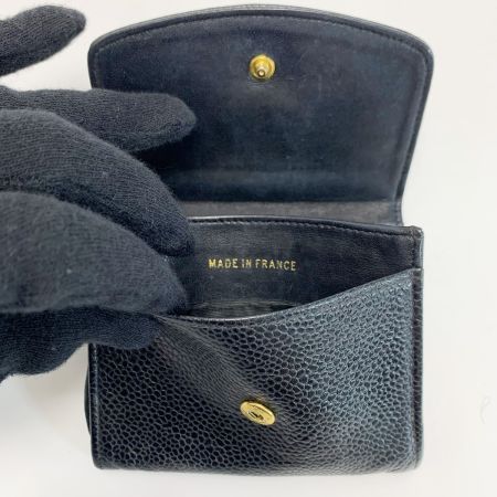  CHANEL シャネル キャビアスキン  ブラック 財布 コインケース ギャランティーカード付