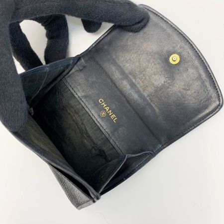  CHANEL シャネル キャビアスキン  ブラック 財布 コインケース ギャランティーカード付