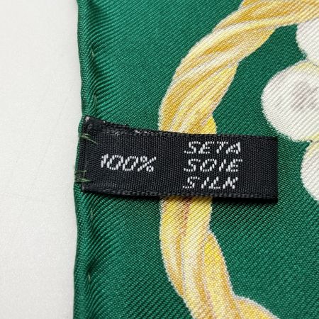  Christian Dior クリスチャンディオール 宝石 ロゴ シルクスカーフ グリーン シルク100％